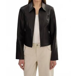 NEW LAMARQUE reversible leather jacket in black/silver
